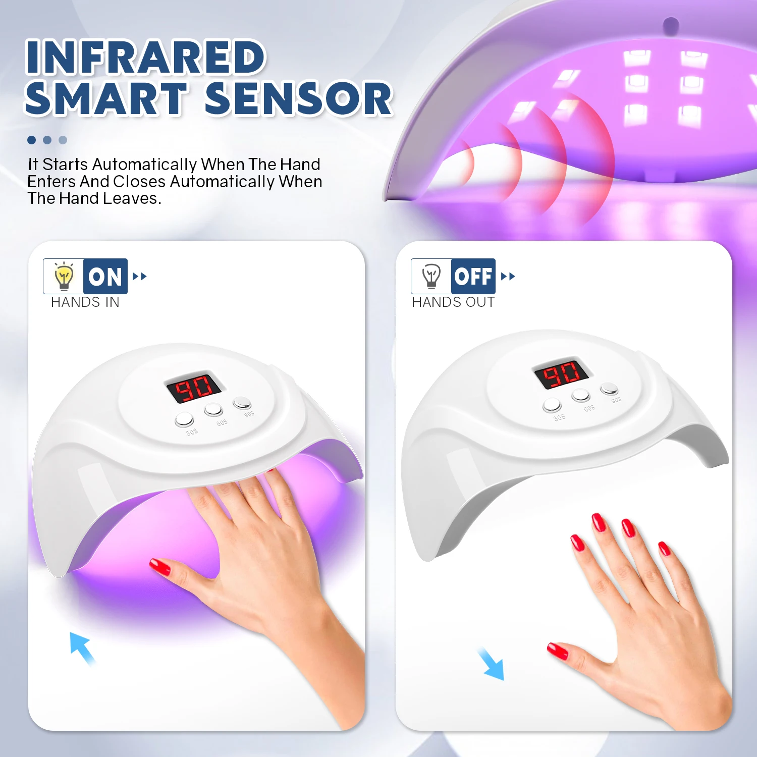 เครื่องเป่าเล็บแบบมืออาชีพโคมไฟทำเล็บแบบเซ็นเซอร์อินฟราเรด24ดวงสำหรับการบ่มเล็บเจลยูวีเครื่องมือสำหรับร้านเสริมสวย