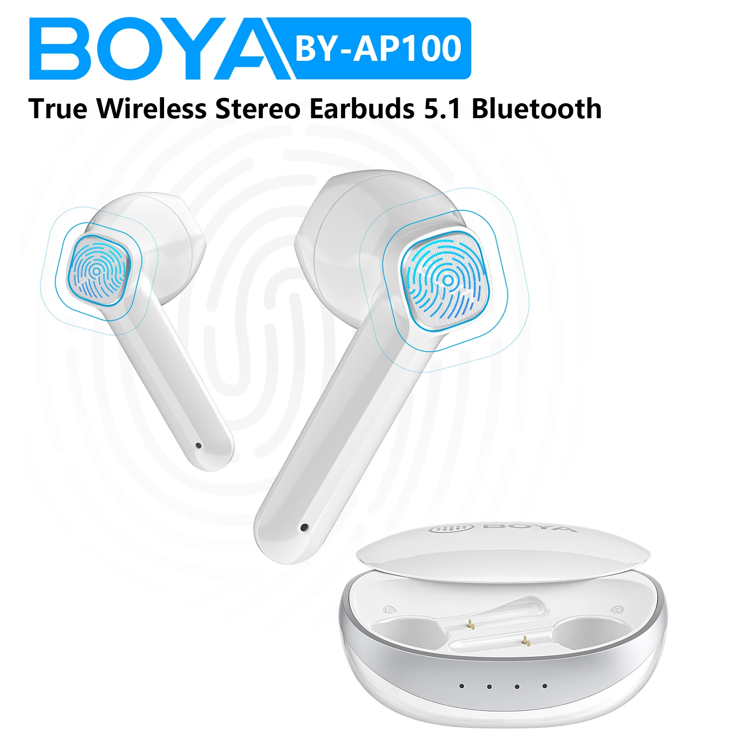 

BOYA BY-AP100 True Wireless Stereo Earbuds 5.1 Bluetooth 6H Playtime for Gaming Video Watching AAC/SBC High Quality Sound