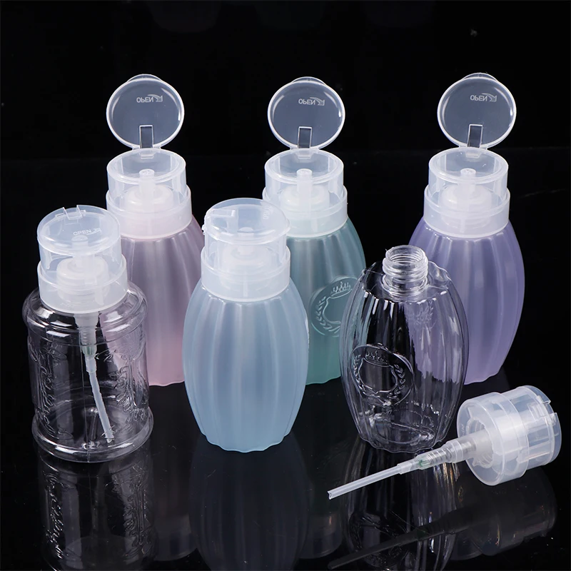 1PC 40g Portable Travel Refillable Bottle Empty Plastic Nail Polish Remover Alcohol Liquid Press Pumping Dispenser Bottle