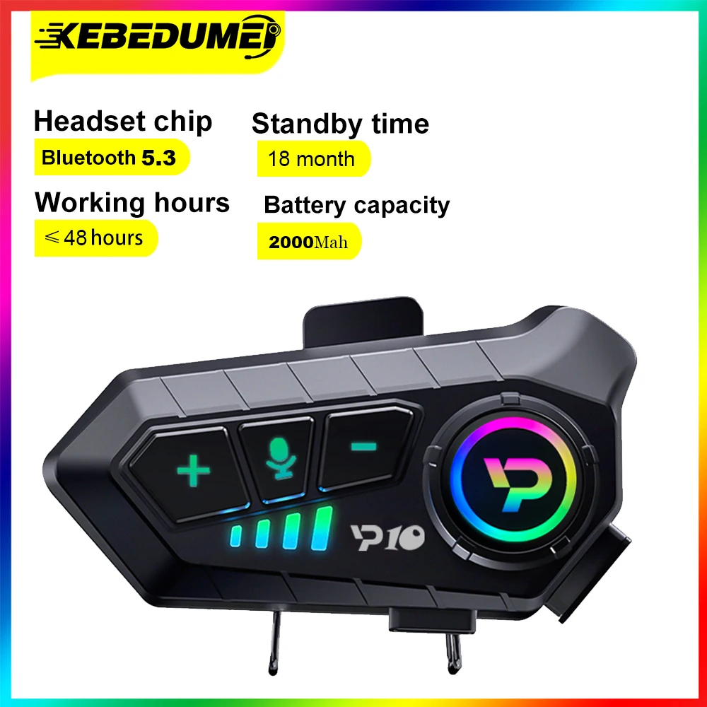 

Kebidumei Motorcycle Helmet Bluetooth Headset Ipx6 Waterproof Noice Reduction Wireless Earphone Super Long Standby Hands Free