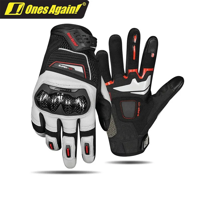 Ones Again! MG08 Motorcycle Gloves for Men Summer Breathable Carbon Fiber Off-road Motorbike Riding Protector Four Season Gloves