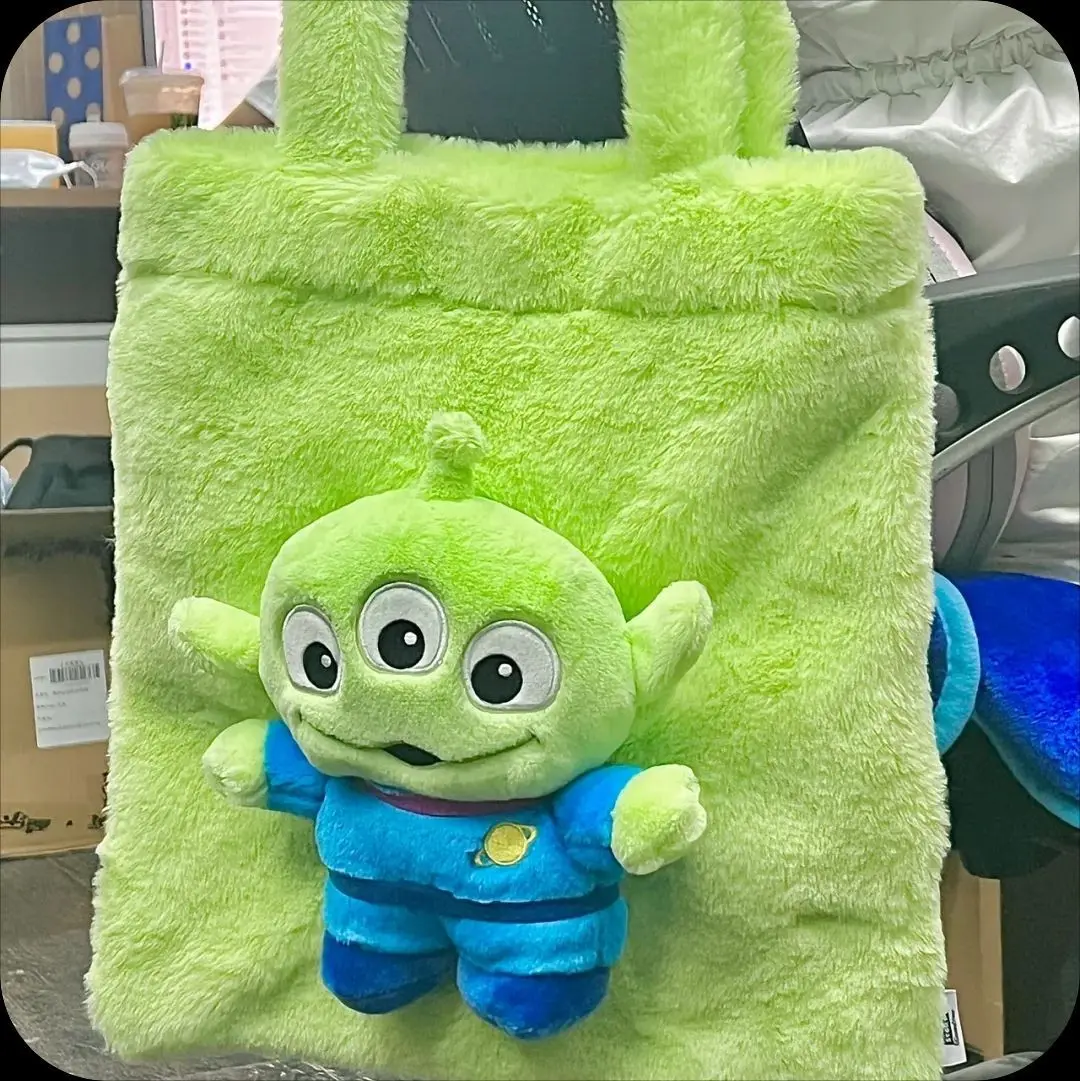

Официальная лицензионная плюшевая сумка-тоут Disney Toy Story Alien, 30 см, большая вместимость, мягкая, пушистая, повседневная, на плечо, ручная сумка