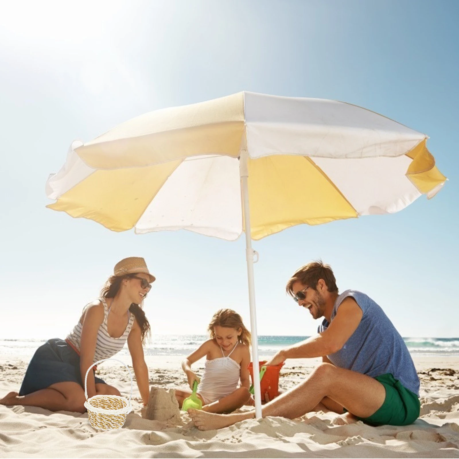 

4Pcs Woven Baskets Handcrafted Storage Containers Home Party Picnic Use Natural Color Fine Texture Chic Indoor Decor