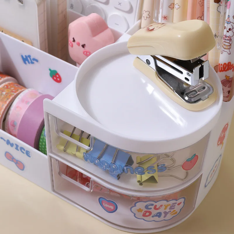 Imagem -03 - Bonito Kawaii Pen Holder Organizer Kids Girl Student Office Desktop Moda Papelaria Grande Capacidade Storage Box Organizer