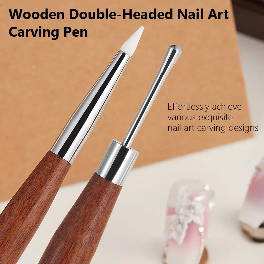 المزدوج رئيس مسمار الفن نحت هلام البولندية خلط القلم لتفاصيل زهرة ثلاثية الأبعاد ، بريق مسحوق خلط أداة مانيكير متعددة الاستخدامات