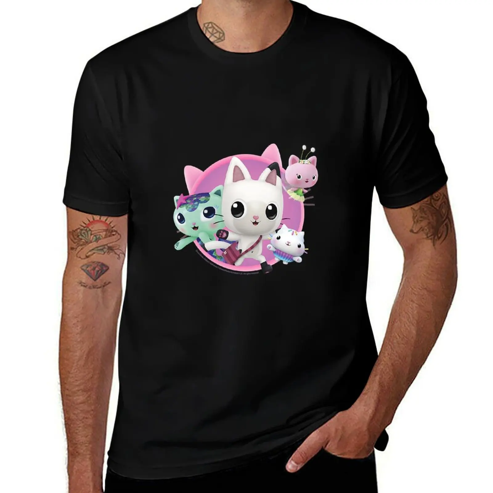 Gabby's Dollhouse Group Cats T-Shirt oversized graphic tee vintage graphic tee men clothings