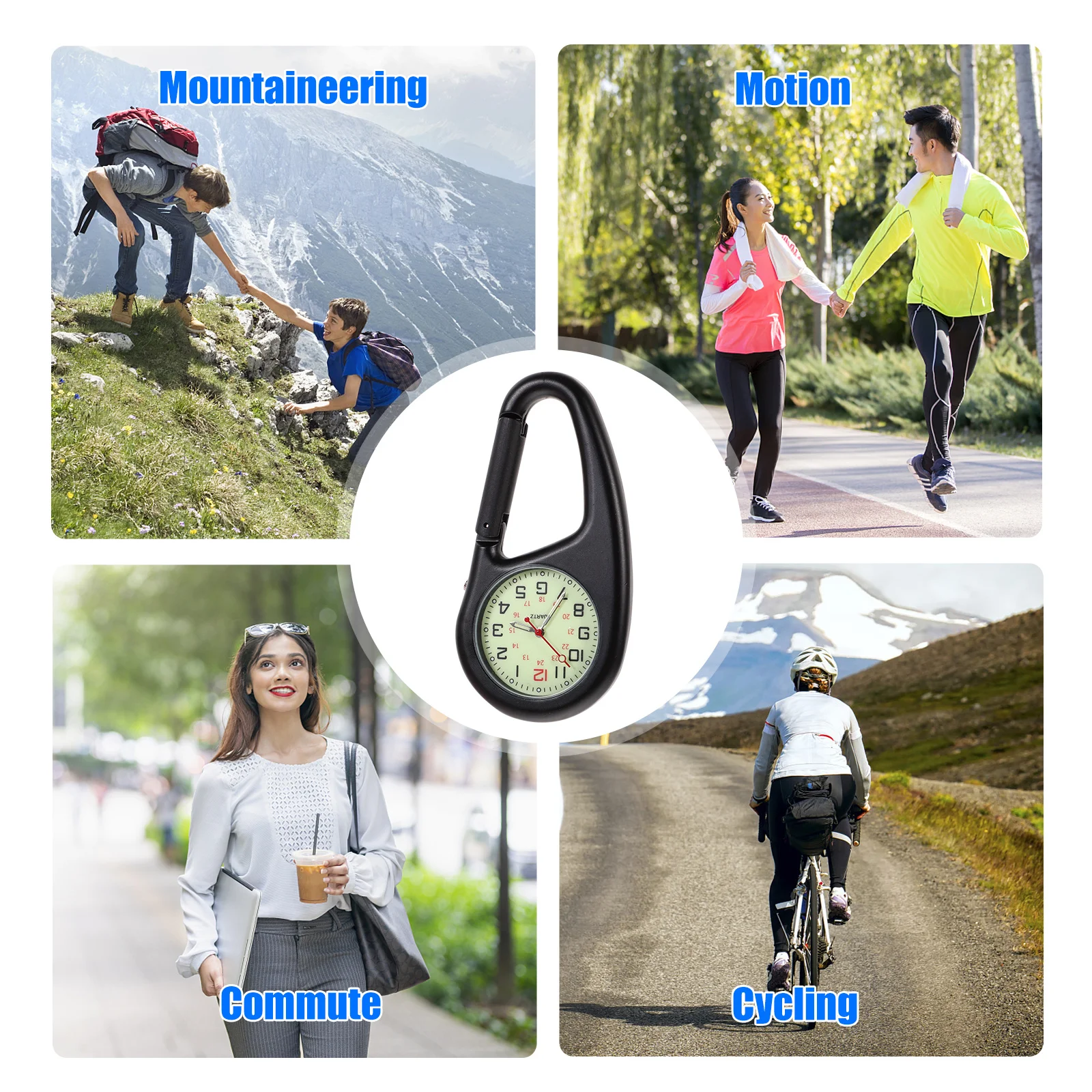 تسلق الجبال فوب ساعة سوداء الفلورسنت كليب على لتسلق المشي لمسافات طويلة التخييم في الهواء الطلق مغامرة والعتاد كليب ساعة الظهر