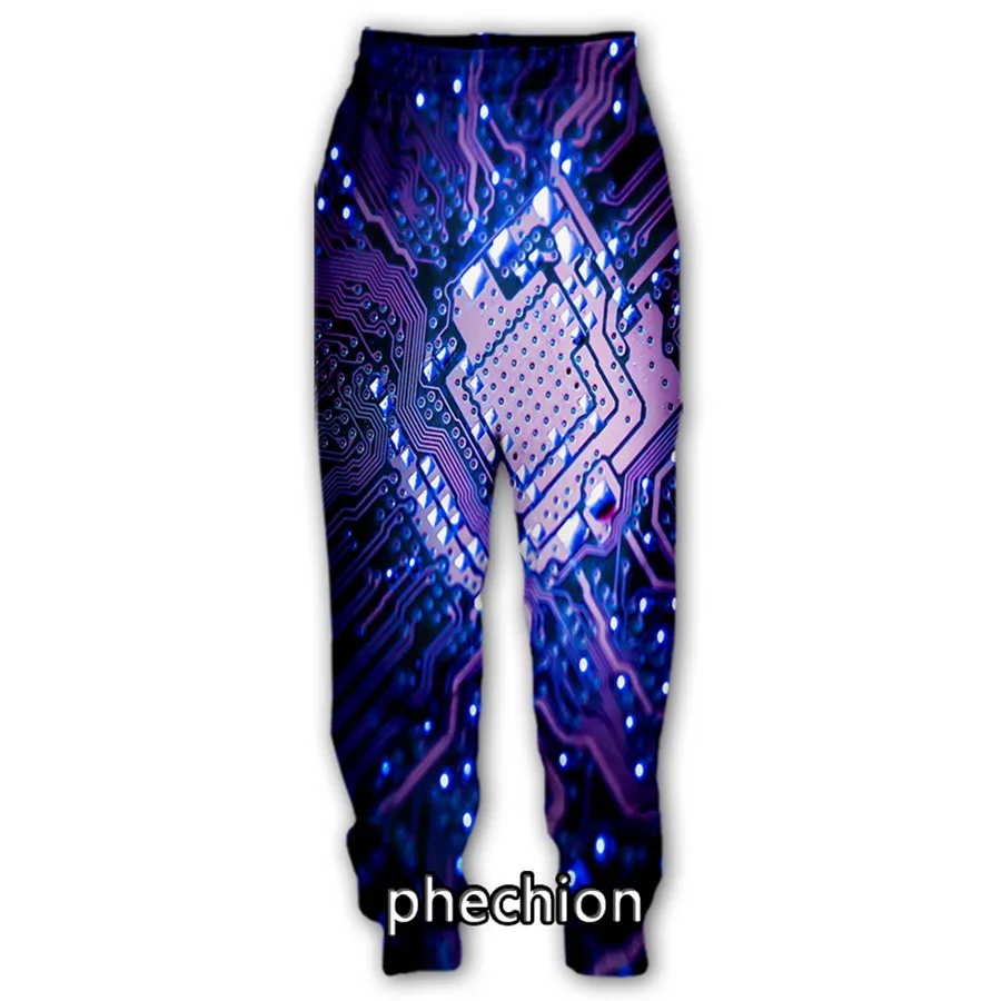 

phechion Men/Women 3D Printed Electronic Chip Casual Streetwear Men Loose Sporting Long Trousers K212