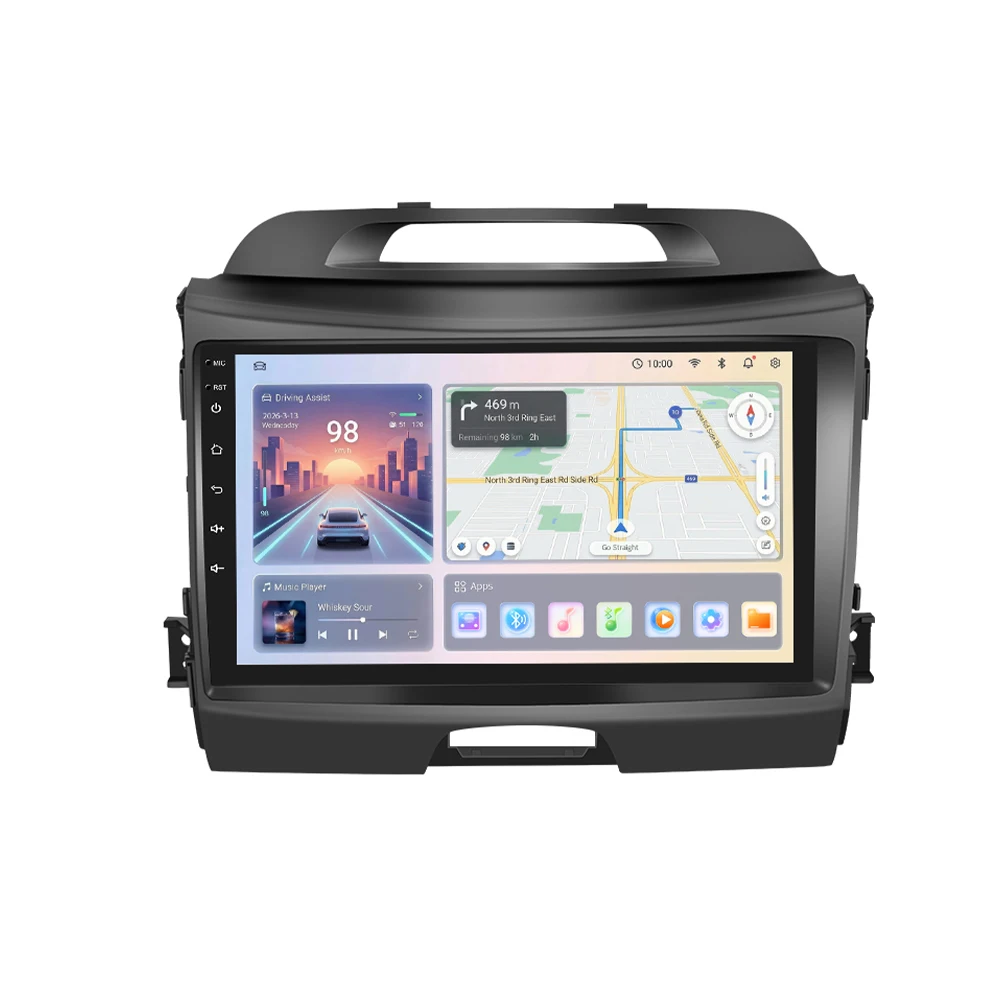 Podofo 9'' autoradio voor Kia Sportage 2010-2016 met draadloze CarPlay, Android Auto, multimediasysteem, WIFI, GPS, FM/RDS, BT head unit - afbeelding 2