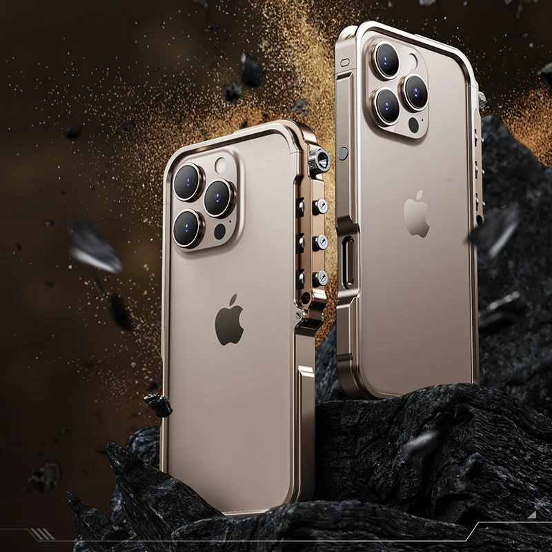 

Luxury Armored Metal Frame Phone Case for iPhone 16 15 17 Pro Max Plus 17promax Anti Drop and Aluminum Alloy Frame Phone Case