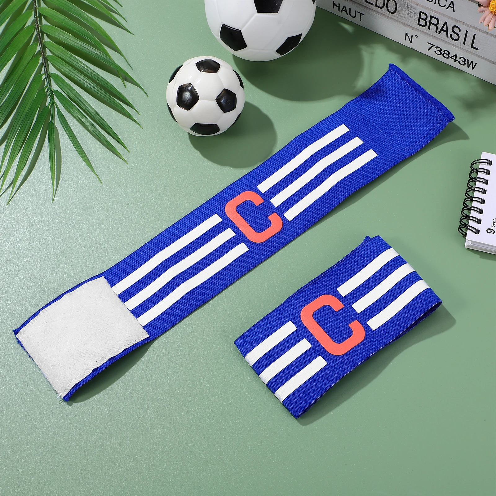 

2 Pcs Football Captain Armb Soccer Youth Adult Polyester Stretchy Material Bright Colors Large Lettering Durable