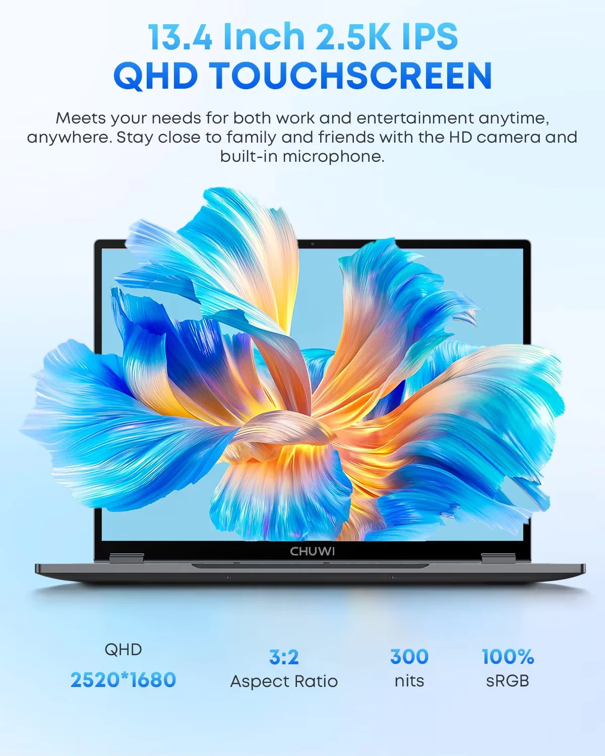 CHUWI FreeBook 2-in-1-Laptop 13,5'' Intel N150 16 GB LPDDR5 RAM 512 GB SSD FHD 2520 x 1680 WiFi 6 BT5.2 Windows 11 Arbeitsnotizbuch