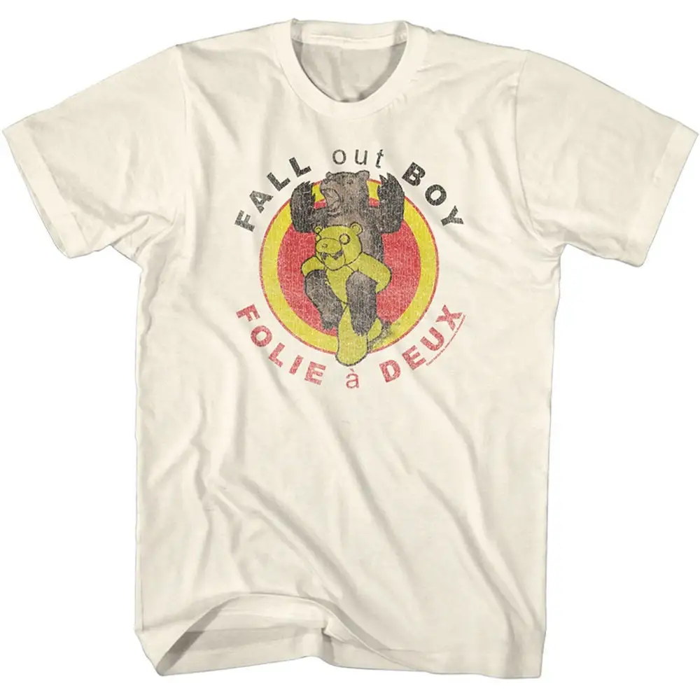 Fall Out Boy Folie A Deux Distressed Bear Natural T Shirt