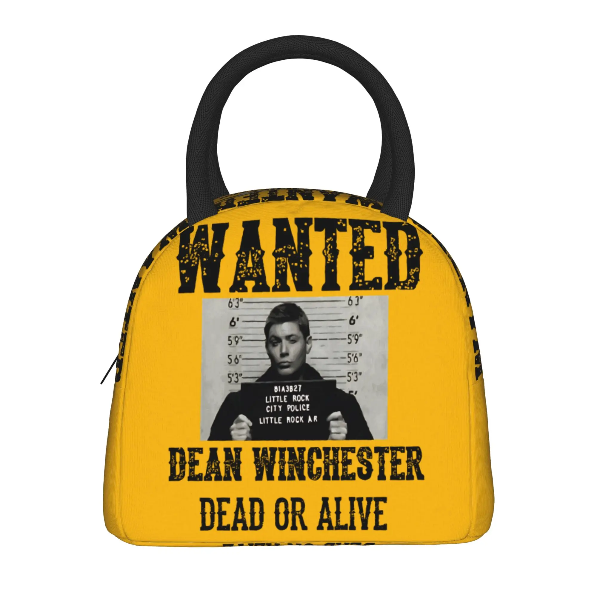 Supernatural Dean Winchester Wanted Sign Lunch Bag Insulated Lunch Box Men Office Cooler Bag Oxford Thermal Tote Handbags