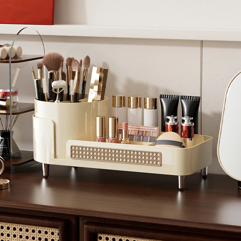UFORU Cosmetics Storage Case Advanced Sense Desktop Large Capacity Revolving Pen Holder Dressing Table Skin Care Storage
