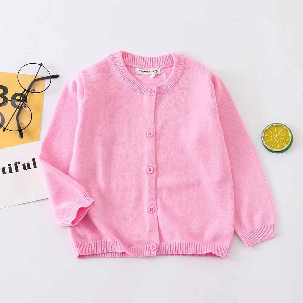 70-150cm Children Clothing Kids Knit Jacket for Girls Cardigan Sweater White Pink Toddler Baby Boy Knitwear Spring Autumn Coats