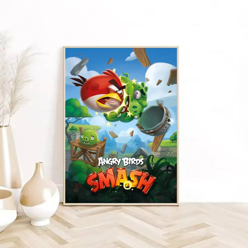 لعبة A-ANGRY B-BIRDS ملصق HD جدار لزج مقاوم للماء غرفة المعيشة المنزلية غرفة النوم شريط النوم الديكور الجمالي #3
