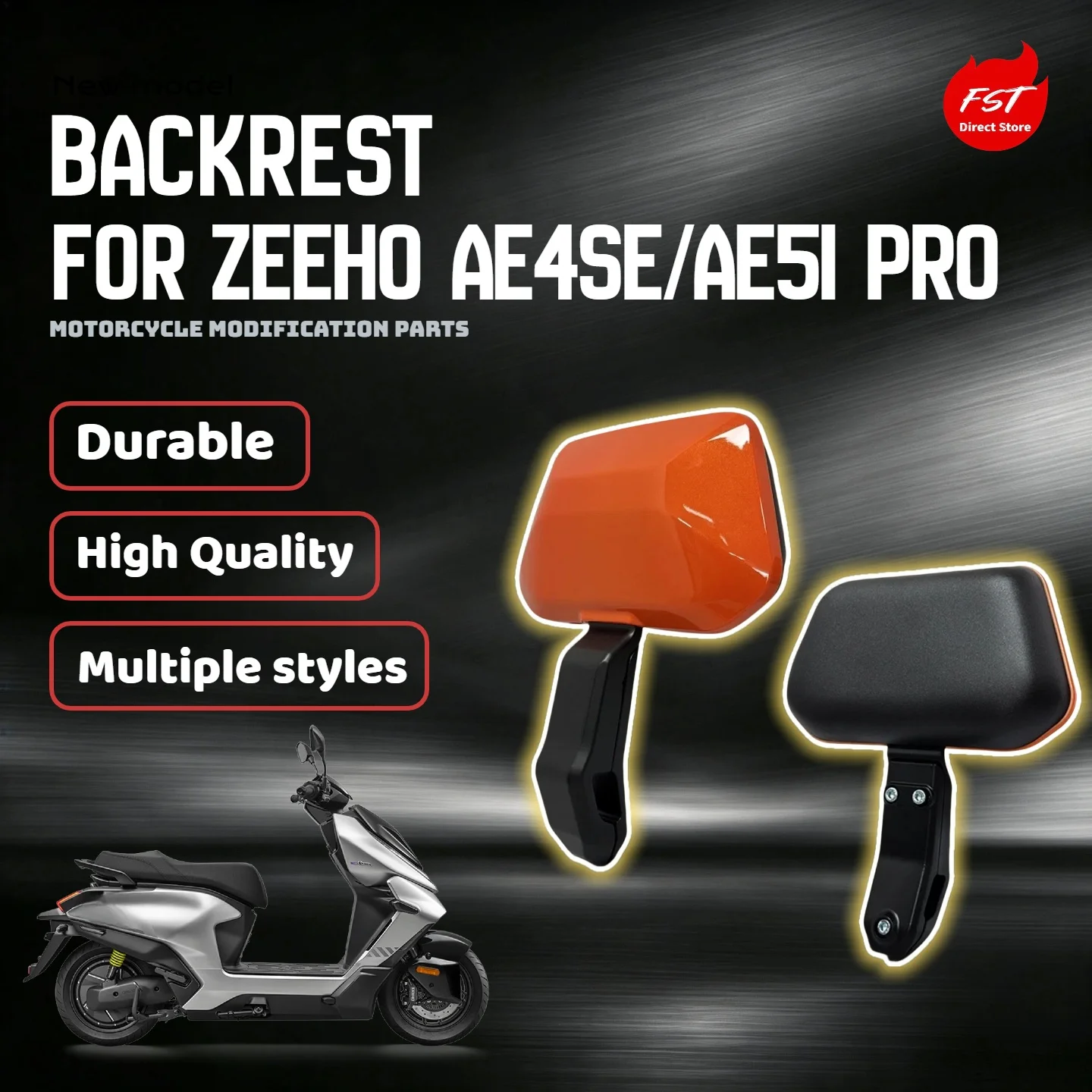 For ZEEHO AE4SE AE5i Pro Electric Motorcycle Aluminum Rear Backrest, No-Drill Modified Accessories