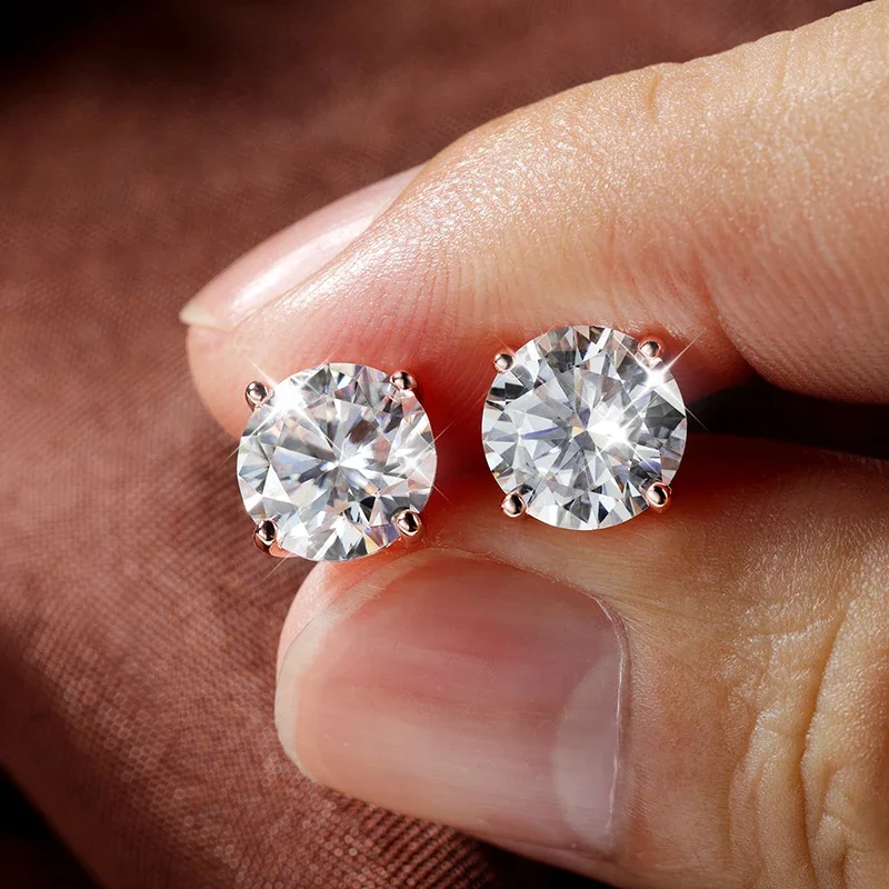 

Smyoue 0.2-3CT Rose Gold Color Moissanite Stud Earrings for Women Sparkling Classic Wedding Lab Diamond Earring Pure 925 Silver