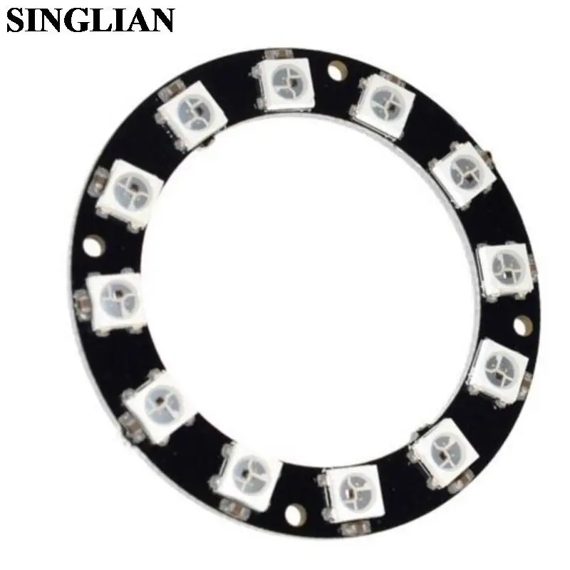 12-Bit Ws2812 5050 Rgb Led Licht Ingebouwde Full Colored Drive Intelligente Ontwikkeling Board Ronde Ring Module 12 Led Lamp Kraal