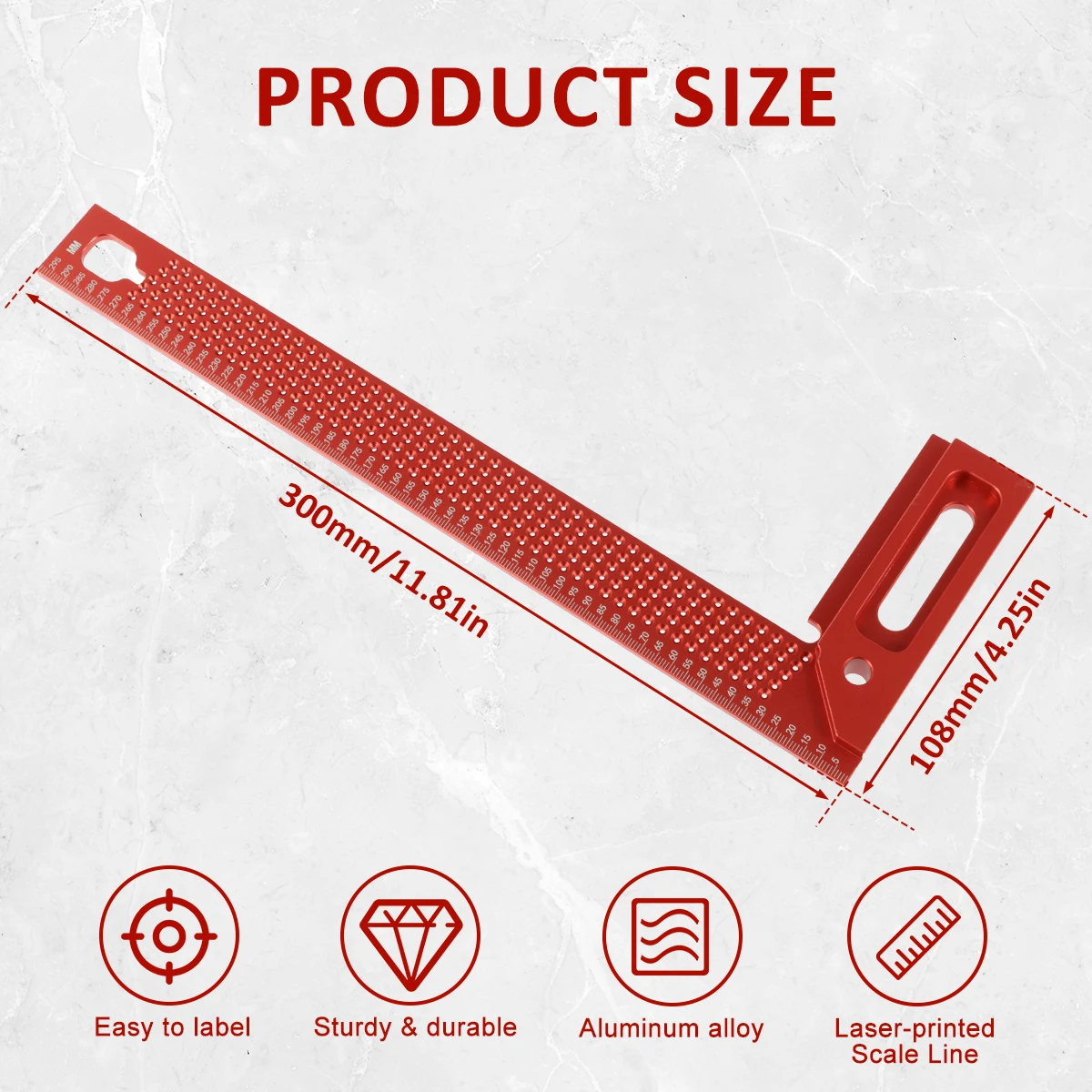 L-Type Hole Ruler Precise Scriber Measuring Tool Aluminum Alloy Right Angle Line Gauge Scriber Hole Positioning Marking Ruler
