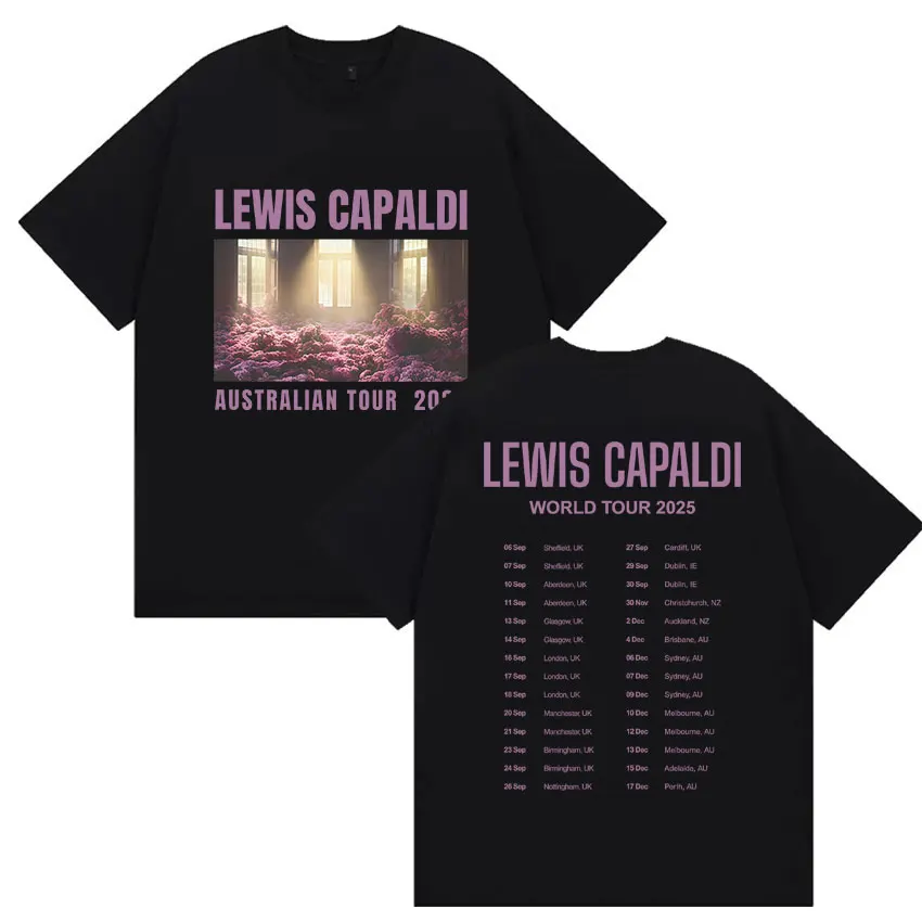 

Lewis Capaldis World Tour 2025 Graphic T Shirt Men Women Summer Casual Cotton Oversized T-shirts O-Neck Fashion Clothing T-shirt