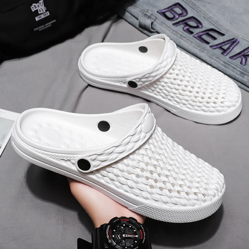 

Men Hollow Out Slippers Outdoor Soft Sole Breathable Sports Anti Slip Walking Comfortable Summer Casual Home Slippers Large Size