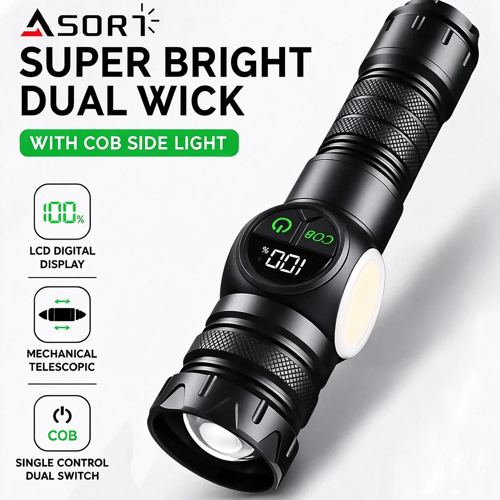 lanterna-tatica-led-de-alta-potencia-recarregavel-por-usb-com-base-magnetica-e-luz-lateral-cob-ideal-para-acampamento-pesca-e-com-funcao-de-zoom
