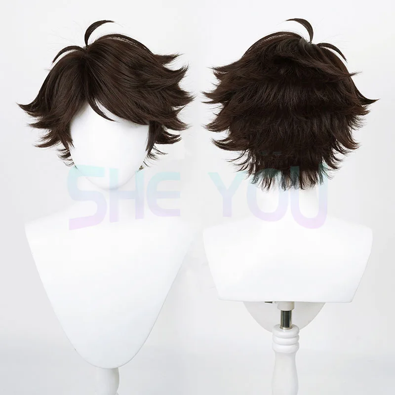 Oikawa Tooru Cosplay Wig Anime Oikawa Toru Short Brown Heat Resistant Synthetic Hair Halloween Anime Wigs + Wig Cap