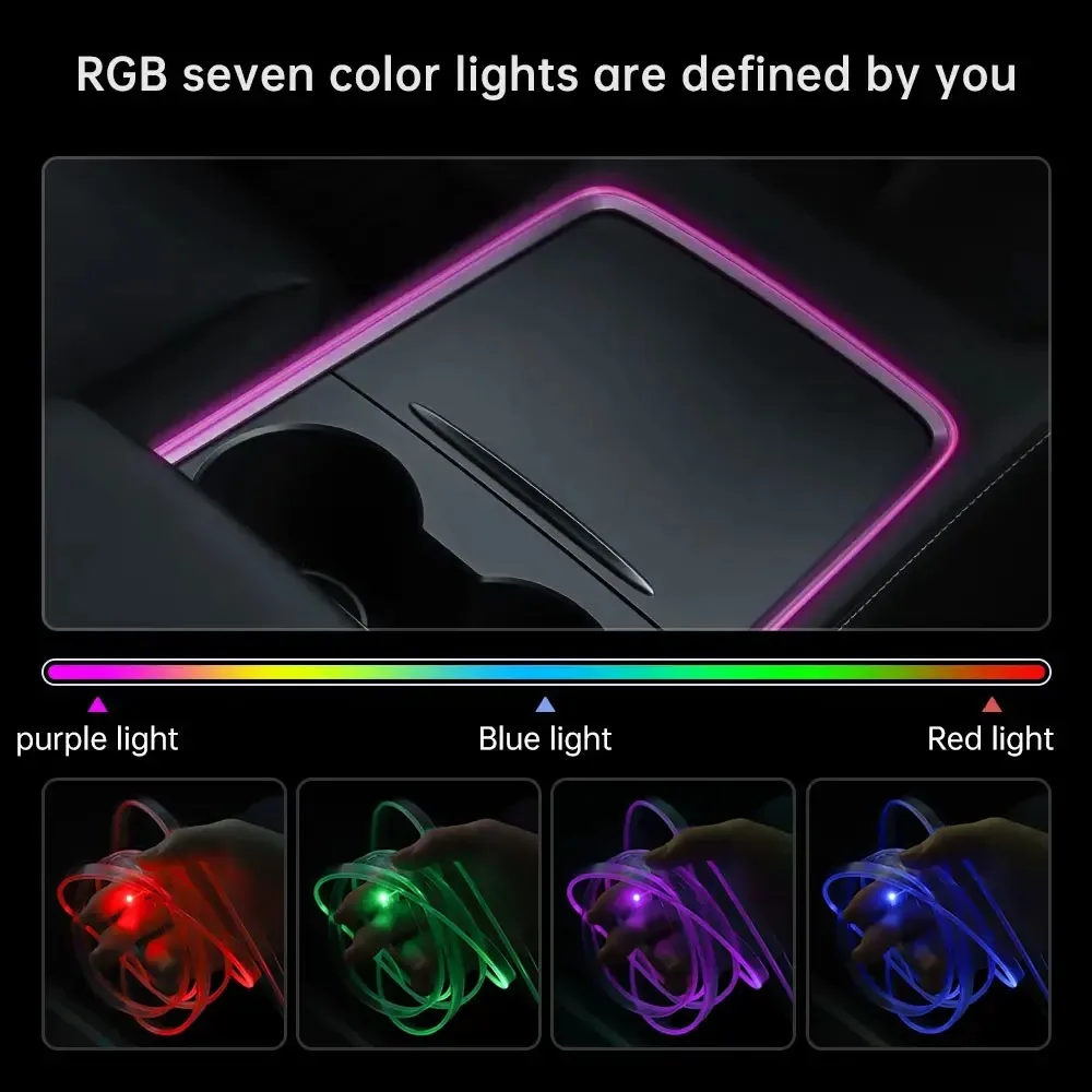 for Tesla New Model Y 3 Highland 116CM RGB Ambient Light Kit Dashboard Center Console Center Stack APP LED Strips Neon Lighting view 3
