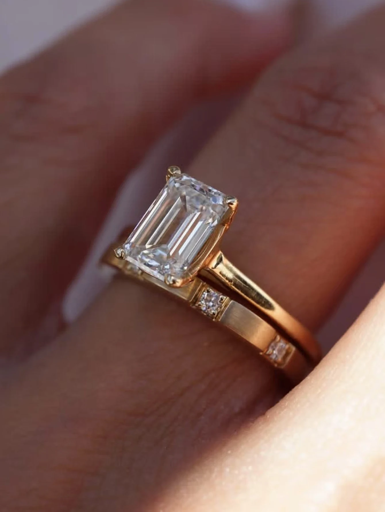 S925 Sterling Silver Rectangular 3ct Moissanite Ring Fine Jewelry Suitable for Gift Giving Personalized Fashion Birthday Gift