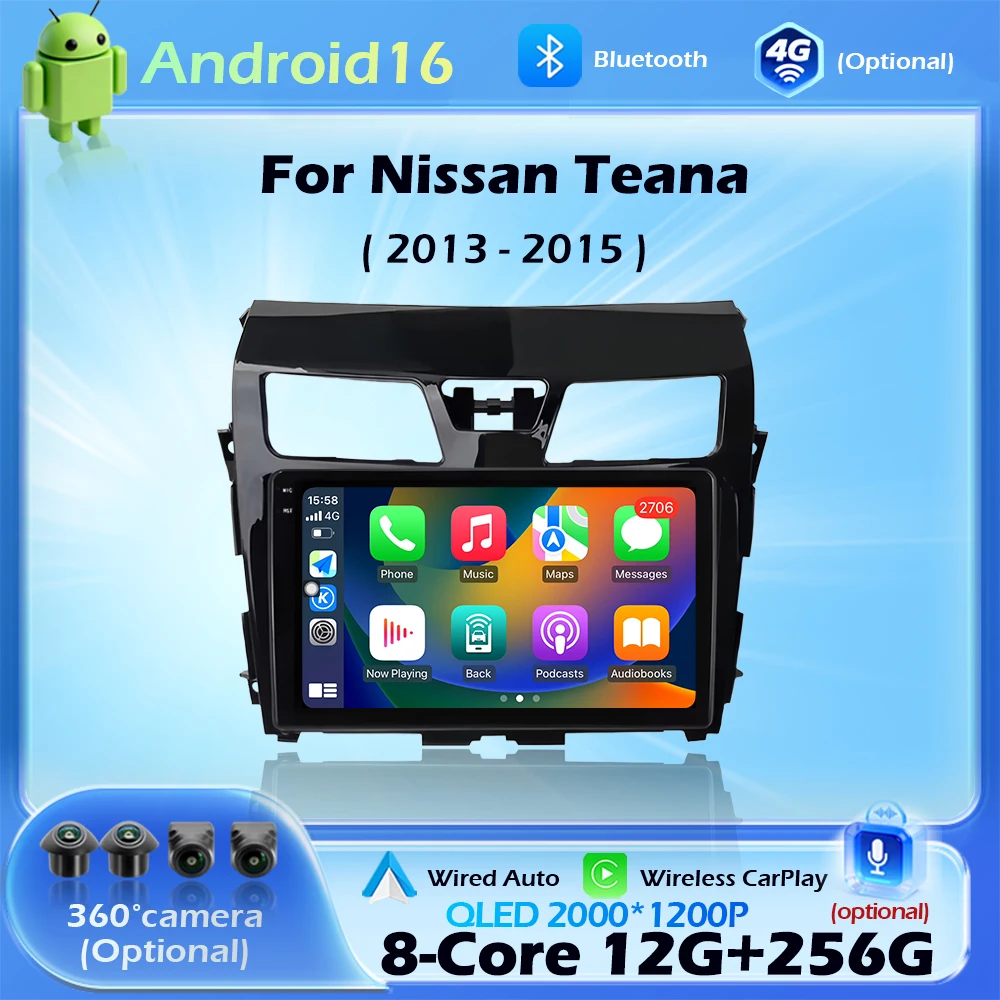 

Android 16 for Nissan Altima Teana 2013 - 2017 Car Radio WIFI Navigation GPS 4G Wireless Carplay Multimedia Player Head Unit DSP
