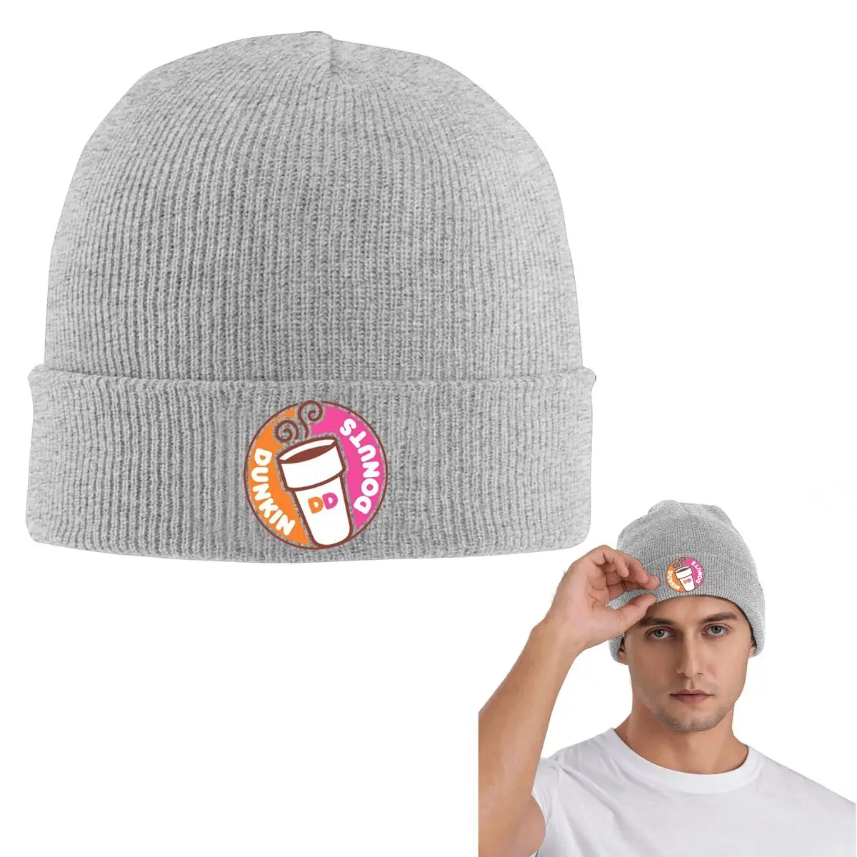 

Теплая вязаная шапка с логотипом Dunkin Donuts, шляпа в стиле хип-хоп, осенне-зимняя уличная шапка, шапки для мужчин, женщин и взрослых