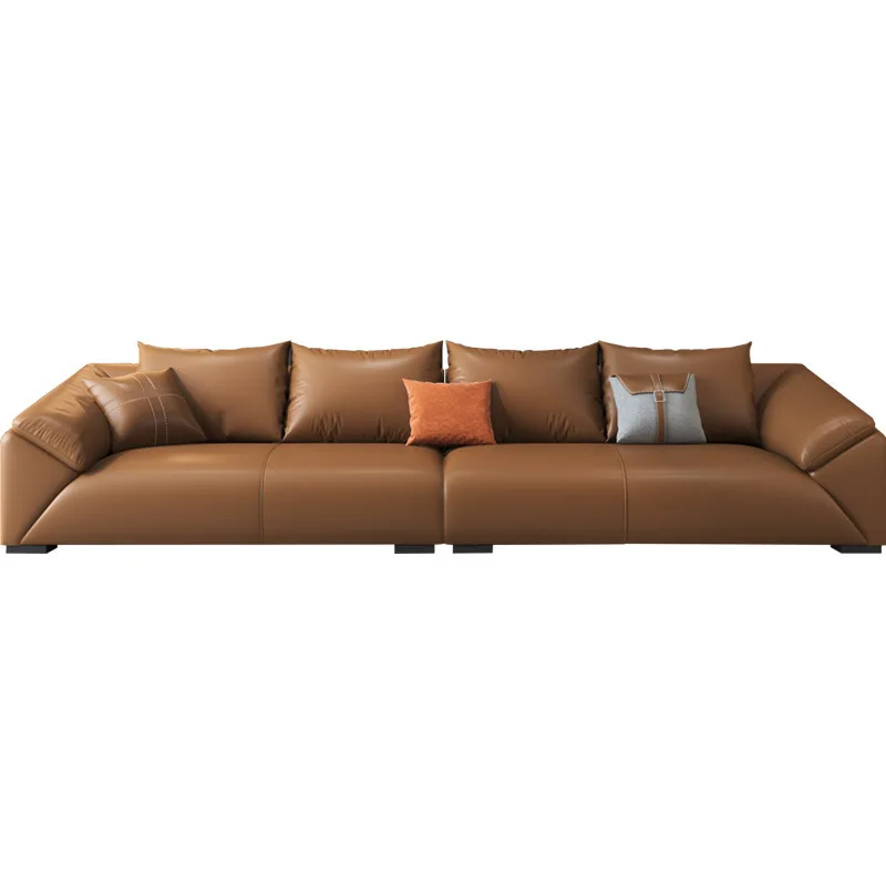 

Italian, minimalist, light luxury, leather sofa, Nordic, living room, small apartment, straight row