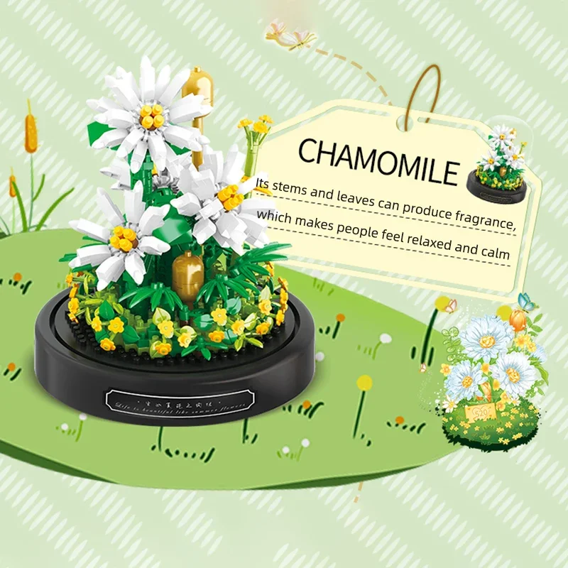 Mini City Rose girasole vasi Bouquet Building Block fiore eterno decorazione della casa modello fai da te mattoni giocattoli per bambini regalo di compleanno