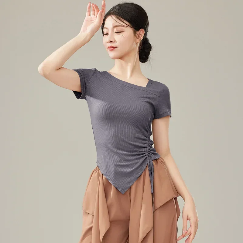 Spring and summer professional Chinese classical dance practice clothes female adult slim-fit long-sleeved tops teacher
