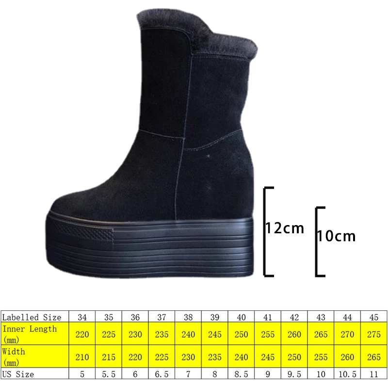 Fujin 10cm 12cm New Suede Genuine Leather Platform Wedge Winter Plush Women Boots Slip on Spring Warm Ankle Booties Autumn Shoes