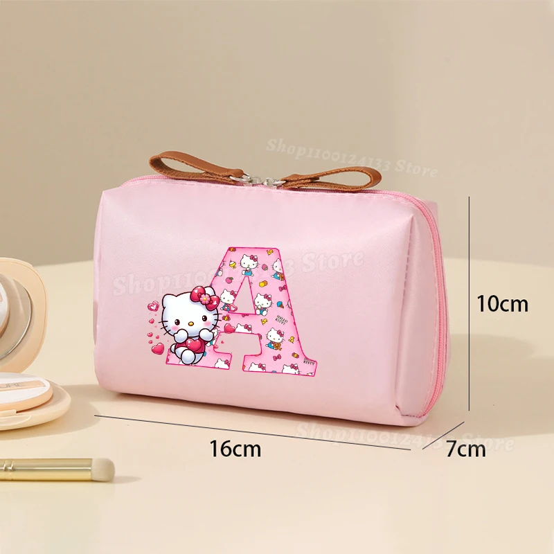 

Cute Kitty Girl Cosmetic Bag Sanrio Anime Letters Printed Woman Female Portable Coin Makeup Case Kids Y2K Kawaii Party Game Gift