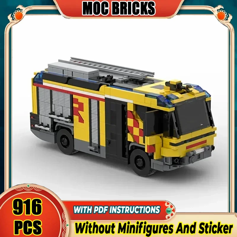 

Car Series YcMoc Building Blocks Berlin Dubai Hybrid Fire Truck Engine Technology Brick Brand-name Vehicle DIY Toy For
