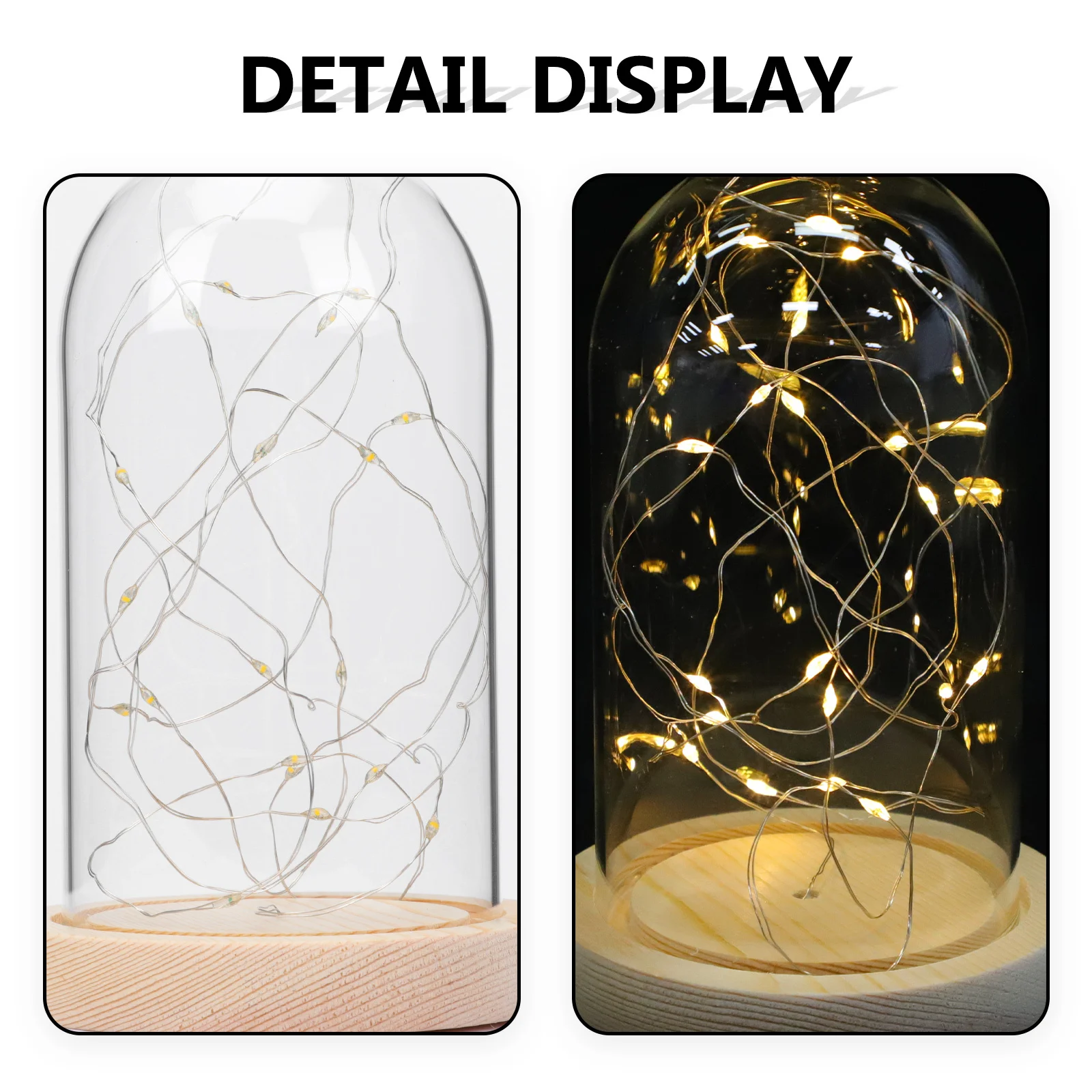 

1pc Led Glass Dome String Lamp Ornament For Desktop Home Decor Small Glowing Copper Wire Light Craft Display Lamp
