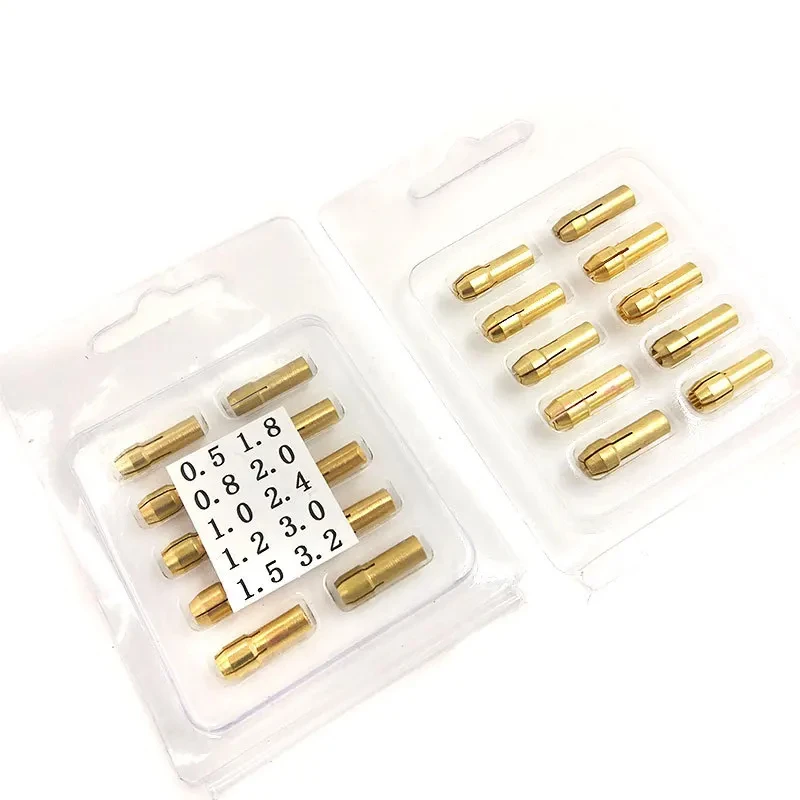 0.5-3.2mm 10pcs Electric Grinding Accessories Sets Drill Brass Electric Grinder Three-Prong Collet Chuck For Rotary Tool