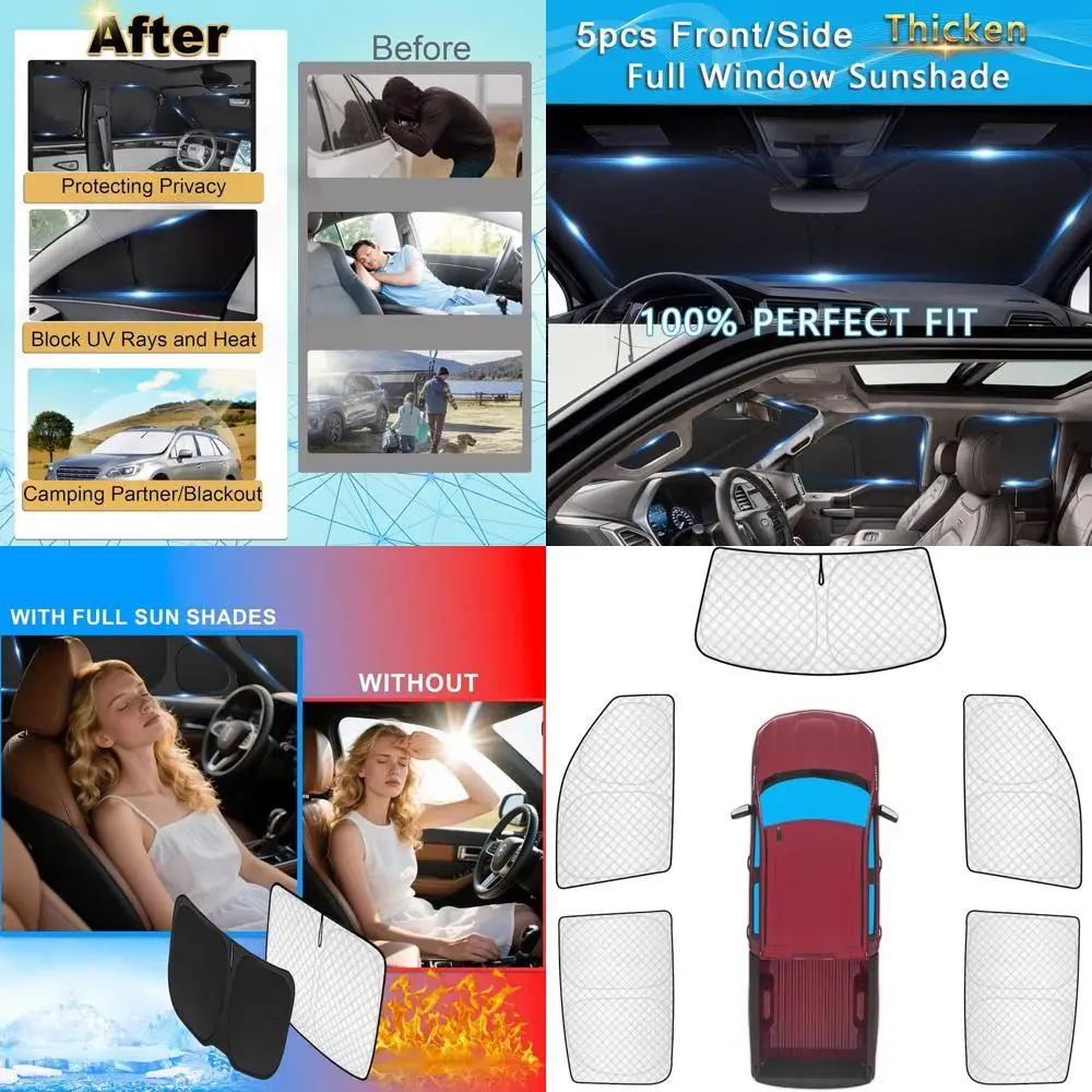 

Утолщенные солнцезащитные козырьки на все окна для грузовиков 2014-2019, автомобильные чехлы с УФ-блоком для лобового стекла, боковых и задних, идеально подходят для кемпинга и