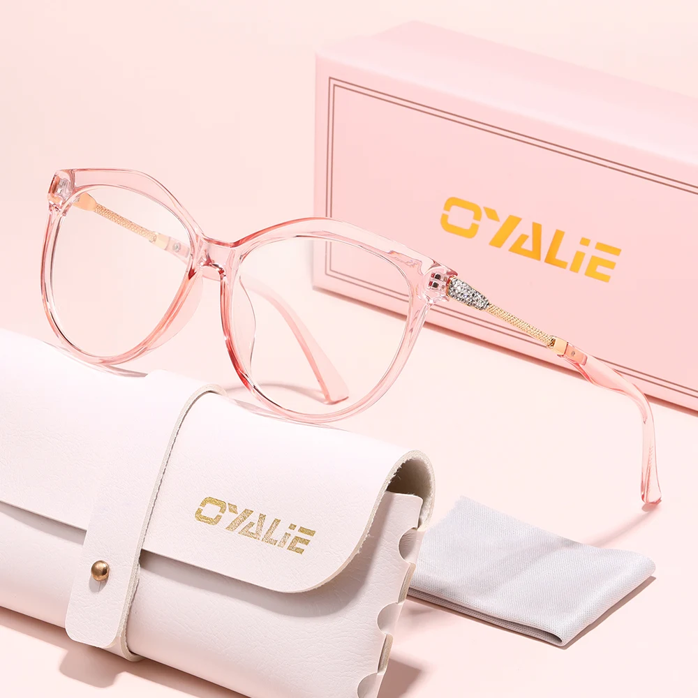 Oyalie Modische Mehrfarbige Großrahmige Brille mit Funkelndem Diamantketten-Design an den Bügeln, Stilvoll und Aufmerksamkeitsstark