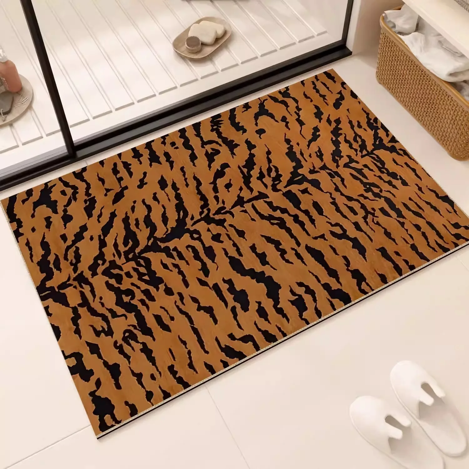 Leopard Print Bathroom Mat Absorbent Quick-drying Diatom Mud Bath Floor Mats PVC Anti-slip Toilet Carpet Door Rugs Alfombra Baño