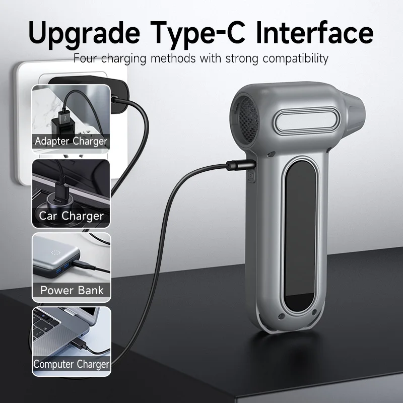 ポータブルエアダスター 130000Prm ブラシレスモーター 3 ギア調整可能なコードレス送風機ガンクリーニングコンピュータキーボードカメラ