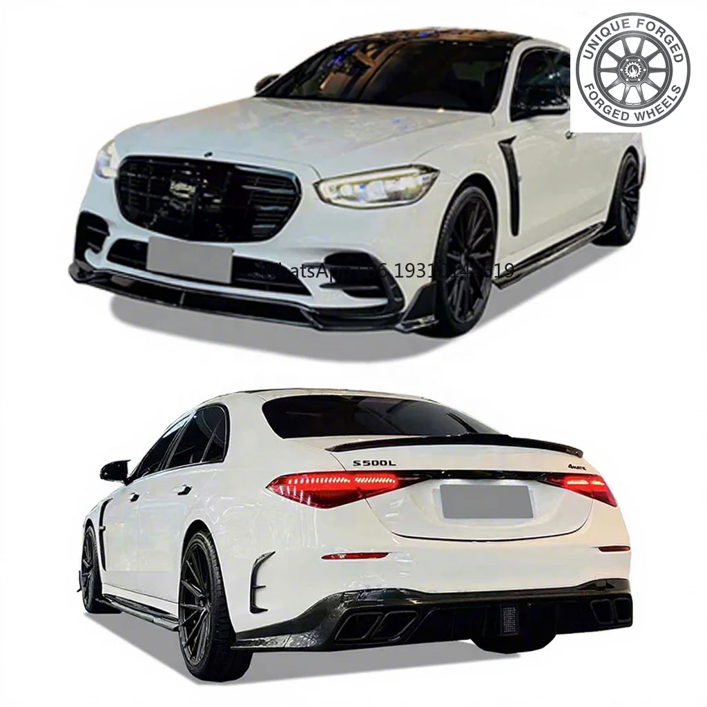 26 Style MS Carbon Fiber Body Kit For the New Mercedes-Benz S-Class 223 450 Front Shovel Rear Diffuser Side Skirt Spoiler Auto P