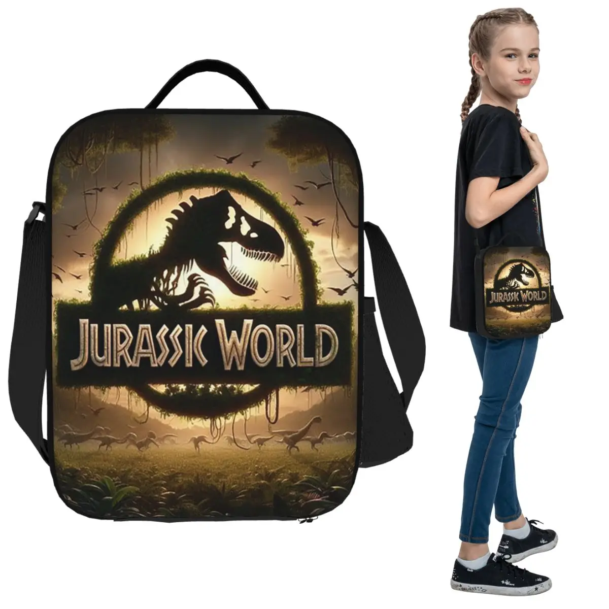 

Изолированная сумка для обеда «Мир Юрского периода» для женщин, офисный холодильник, термосумка для еды, портативный контейнер для ланч-боксов