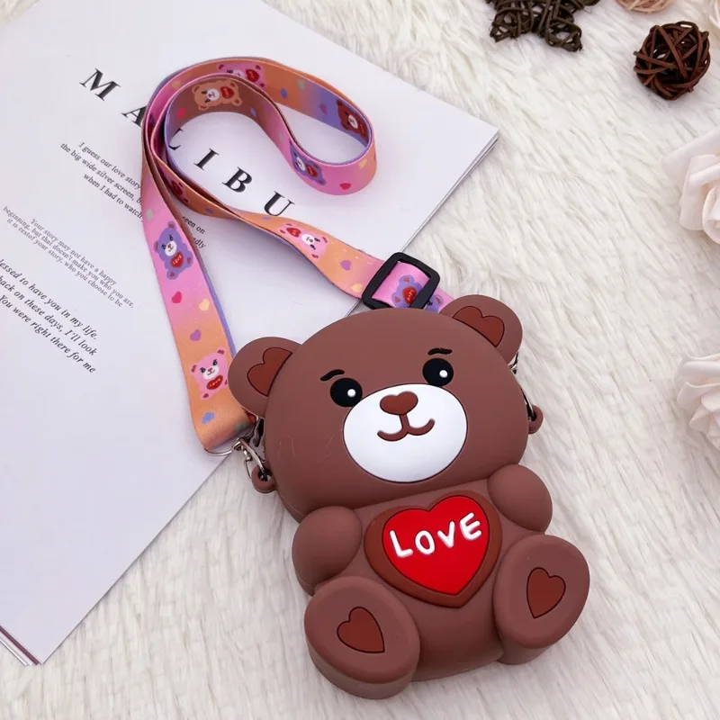 Kid Girl New Silicone Bags Cute Bear Decompression Bag Cartoon Creative Shoulder Bags Pressing Bubble Crossbody Bag Mochila Niña