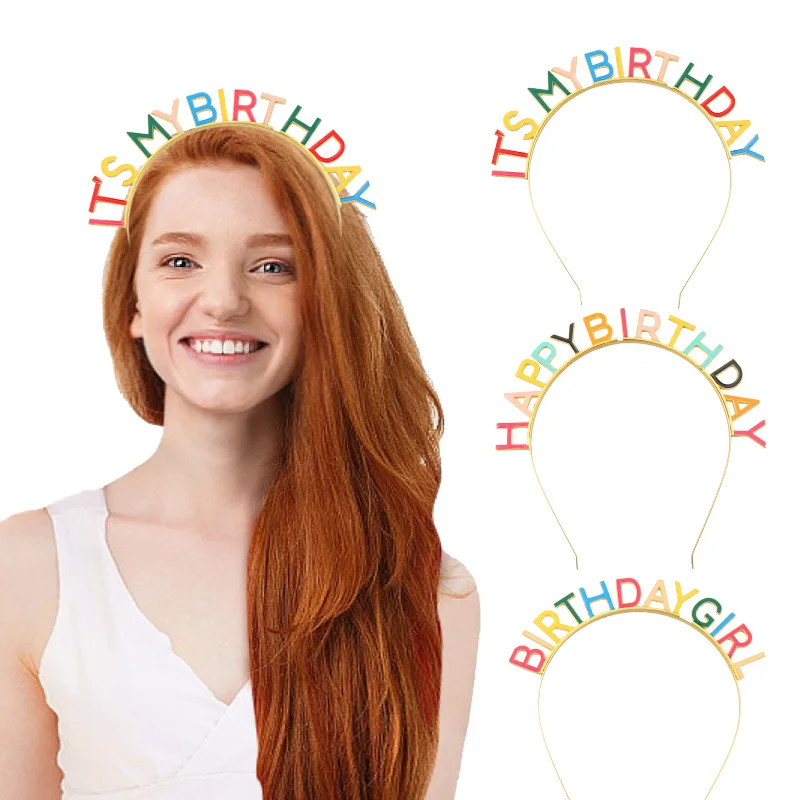 

Hair Hoops Rainbow 'It's My Birthday' Alloy Headband - Colorful Birthday Headpiece for Women & Girls - Party Decorations