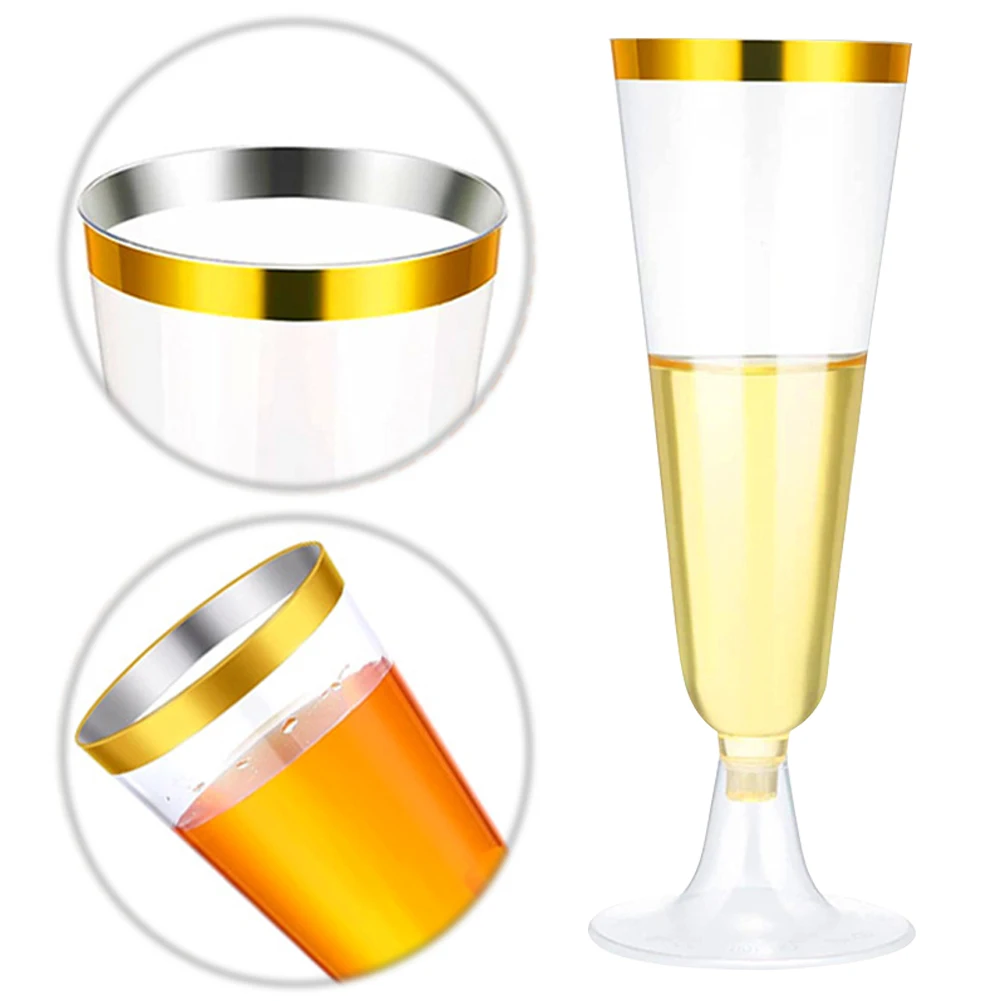 

25Pcs 150ml Disposable Champagne Flutes Clear Champagne Flutes Transparent Wine Glasses for Wedding Anniversary Birthday